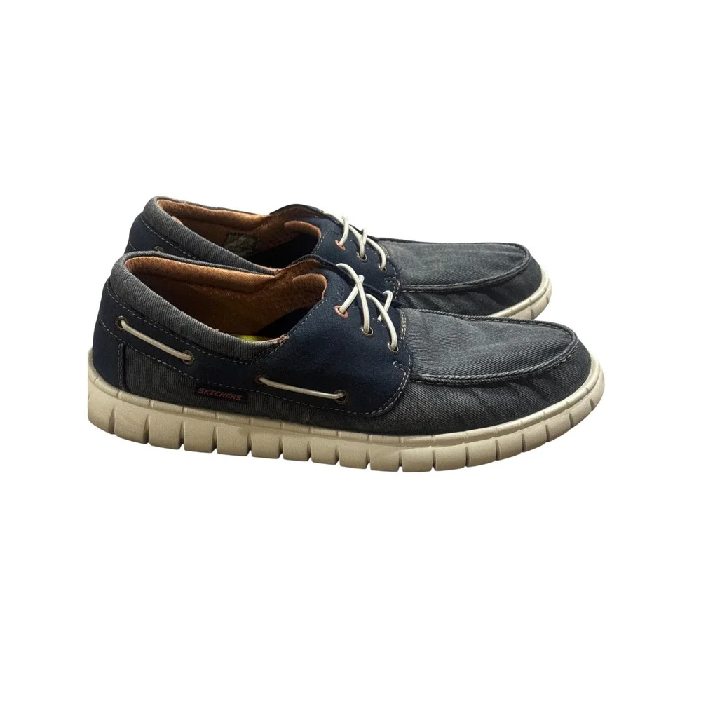 Skechers Classic Fit Mens Navy Boat Shoes Air-Cooled Memory Foam Loafers 13